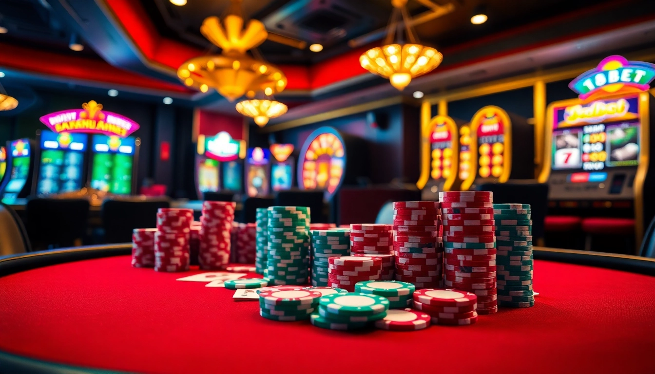 Experience the excitement of 28BET with vibrant poker and gambling setup.