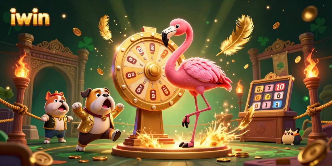 Spin the iwin prize wheel with vibrant characters and gaming elements in an exciting casino scene.