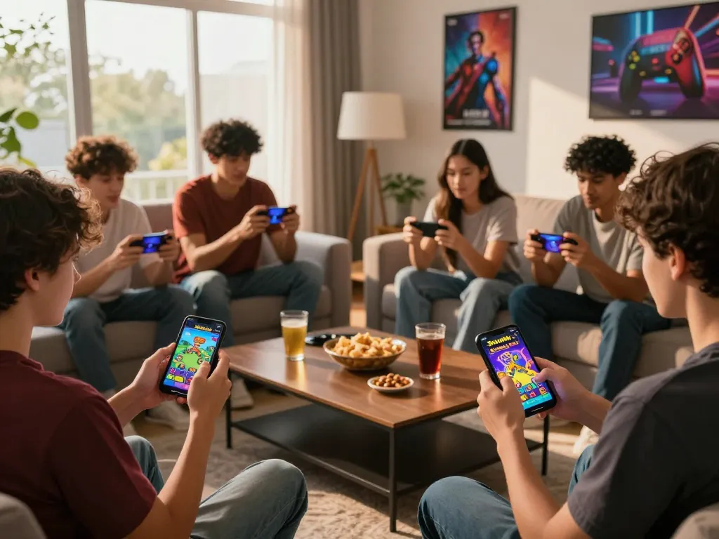 Engaged players enjoy tải sunwin app in a cozy living room, showcasing interactive gameplay and vibrant graphics.
