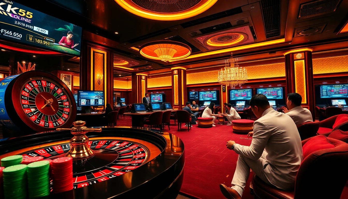 Experience the electrifying atmosphere of KK55 online gaming with vibrant roulette and poker action.