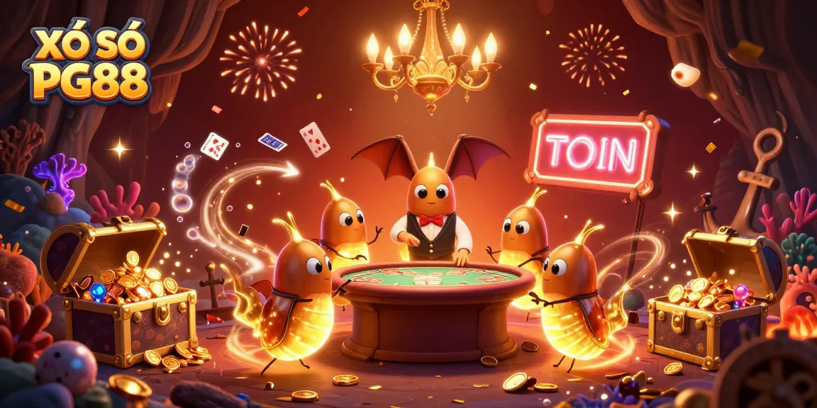 XỔ SỐ PG88 brings excitement with vibrant illustration of glowworms and a bat dealer in a cave casino.