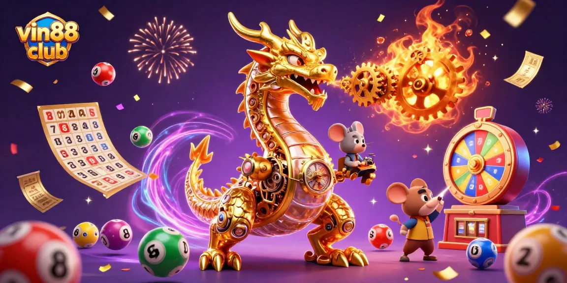 Engage with the vin88 club and experience thrilling lottery excitement in a vibrant, detailed scene.