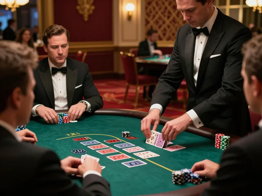 Players engaging in high-stakes blackjack at TR88 casino table, showcasing excitement and strategy.