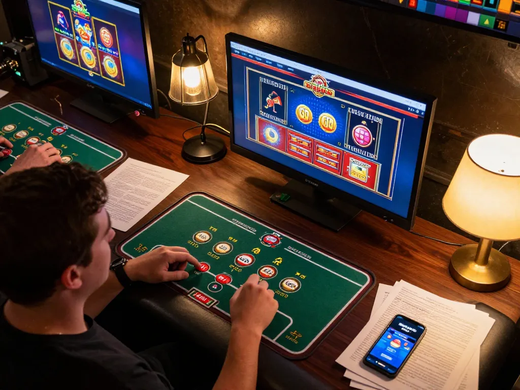 Engage with dinamit4d's online gaming experience featuring strategic sessions on multiple screens.