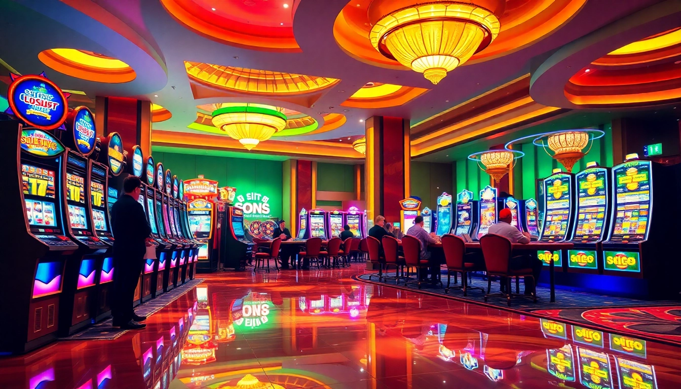 Player enjoying a thrilling moment at a slot888 machine in a vibrant casino.