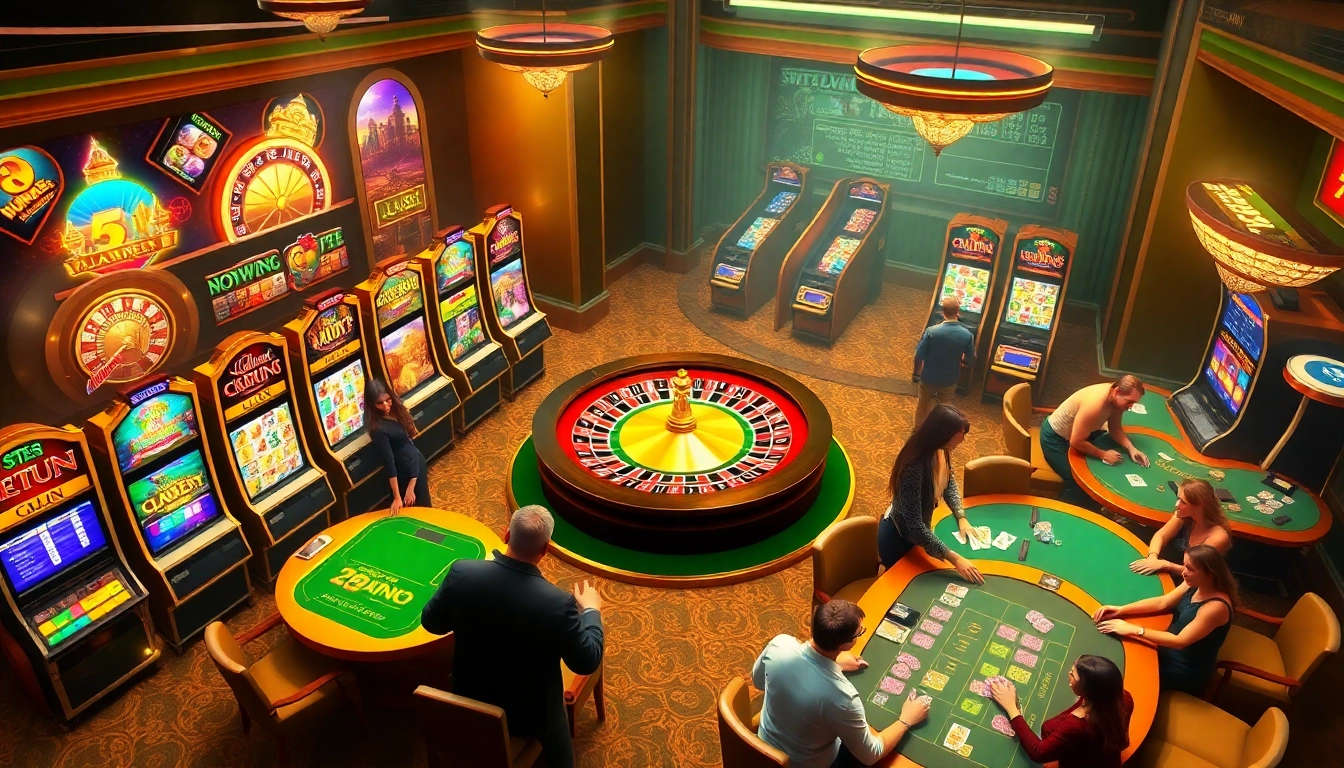 Experience the excitement of the 777PUB gaming website with vibrant casino visuals including slot machines and poker tables.
