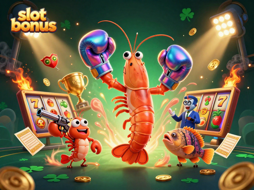 Experience slot bonus excitement with a dynamic 3D casino scene featuring vibrant characters and rich game elements.