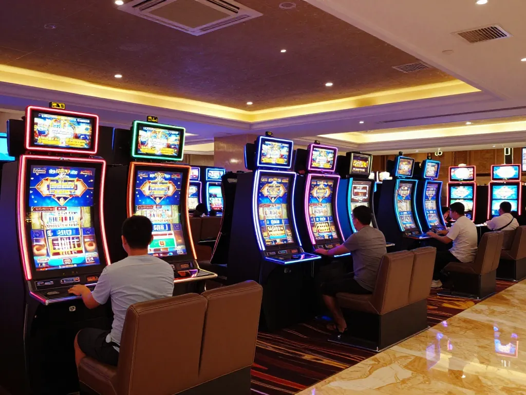 Players enjoying vibrant slot machines at tg88 casino, showcasing engaging gaming experience
