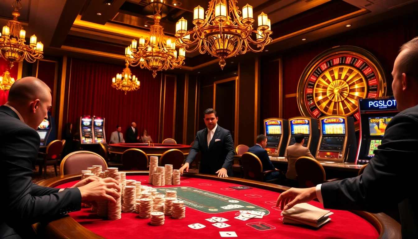 Engaged players enjoying a thrilling poker game experience at PGSLOT IN casino.