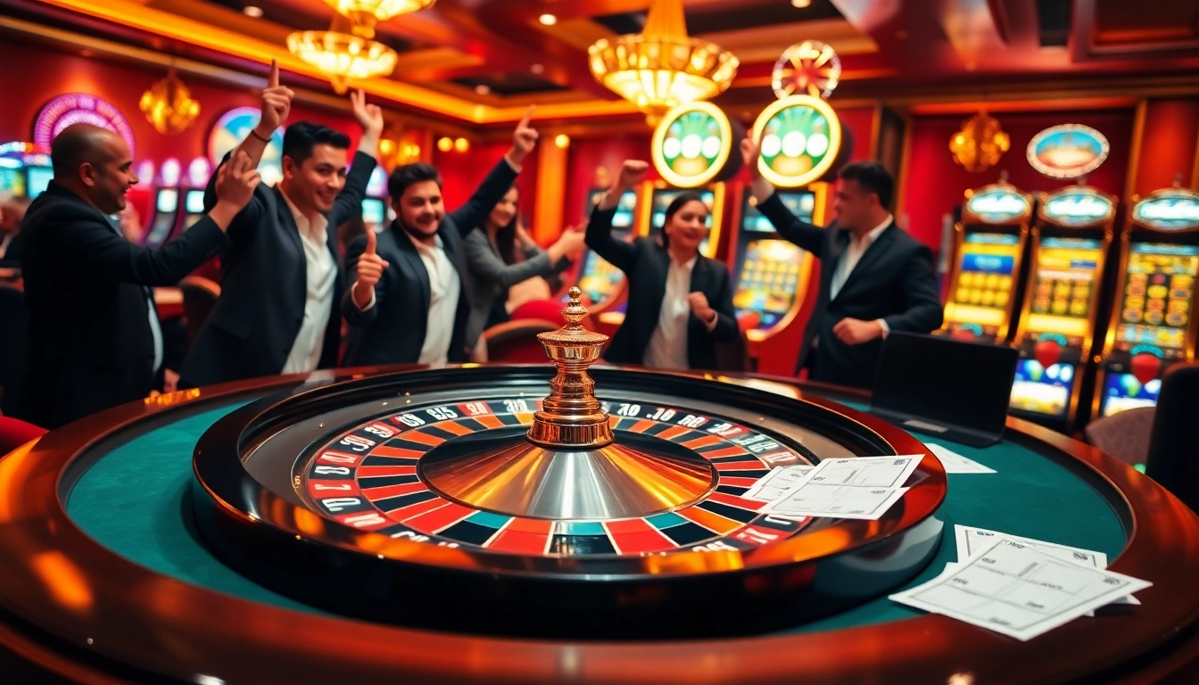 Players engaging at a roulette table with vibrant chips at Asupanjitu casino.