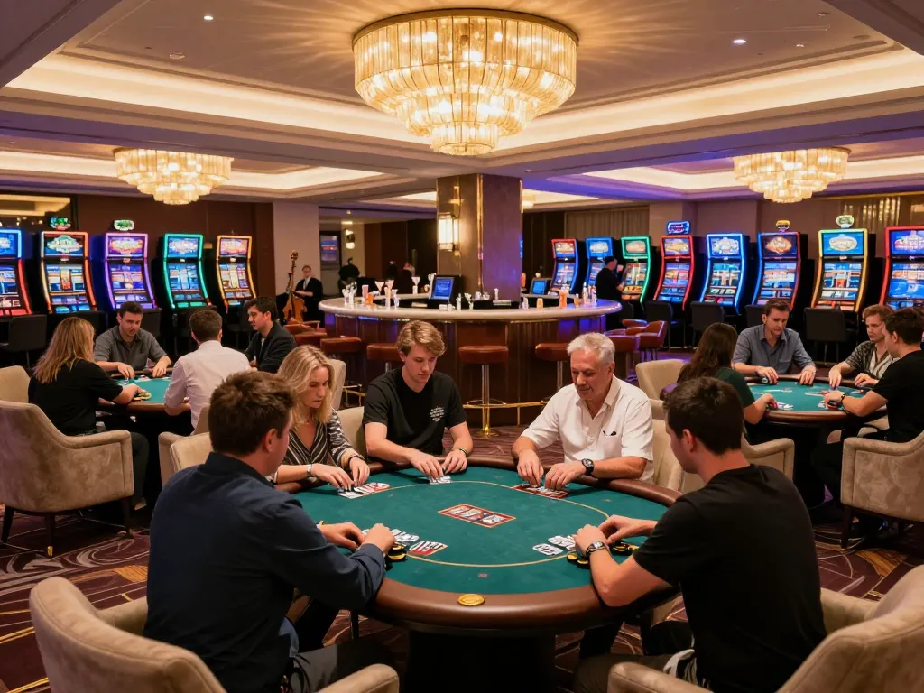 Players enjoying a high-stakes poker game at 789P casino, showcasing luxury and excitement in gameplay
