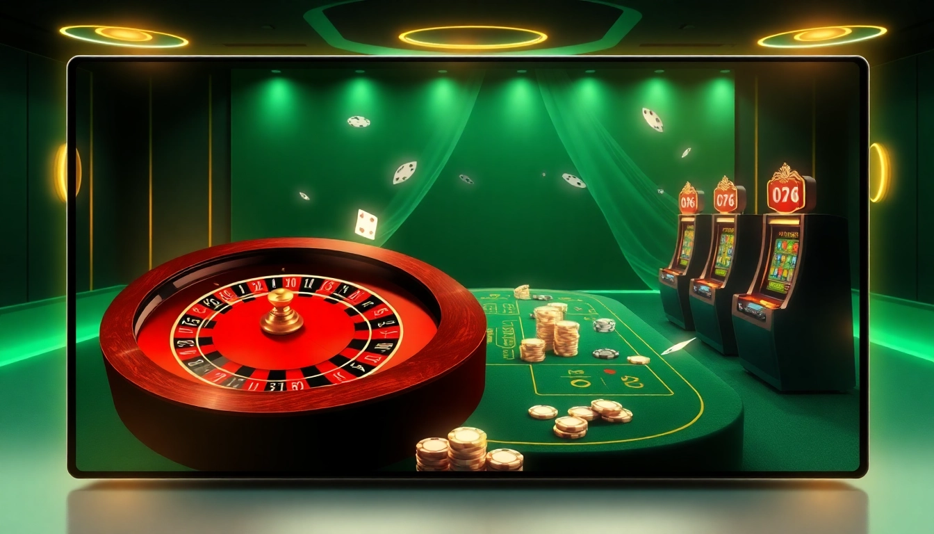 G28 online casino lively gaming scene with roulette and poker elements