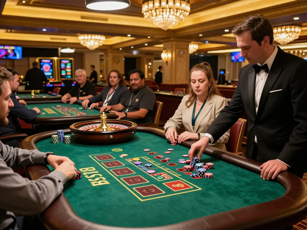 Players engaging in strategic gameplay at bl555 casino, with roulette wheel in motion.
