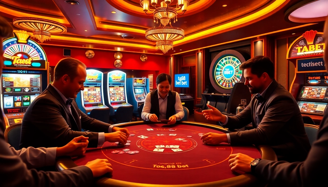 Experience the excitement of tg88 bet at a luxurious casino with poker and slot machines.