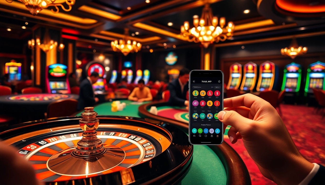 S8 app enhancing the casino experience with vibrant gambling tables and poker chips.
