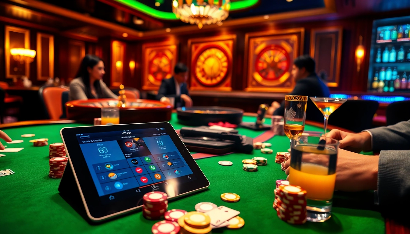 Engaging casino setting at https://mn88.ltd/ with poker chips, cards, and a roulette wheel.