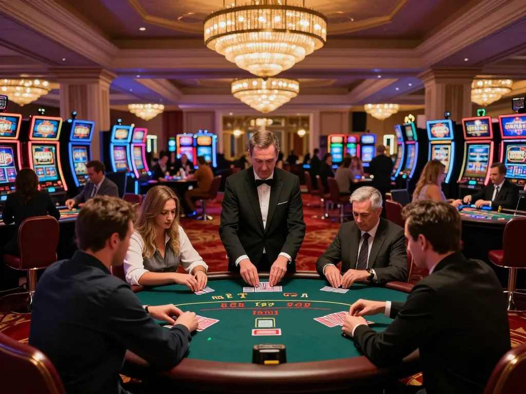 Players engaged in strategic gameplay at tx88 blackjack tables in a luxurious casino environment.