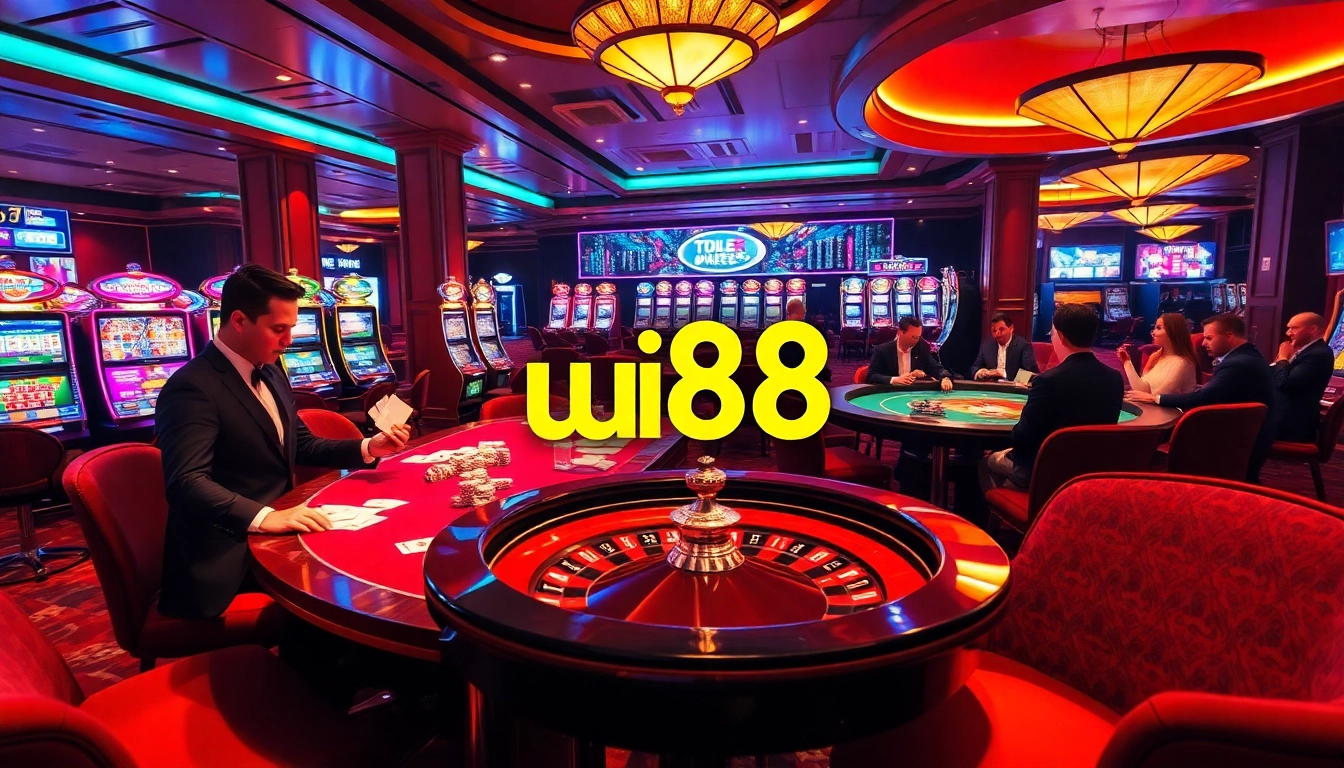Experience the excitement of uu88 with vibrant casino elements and professional gaming tables.