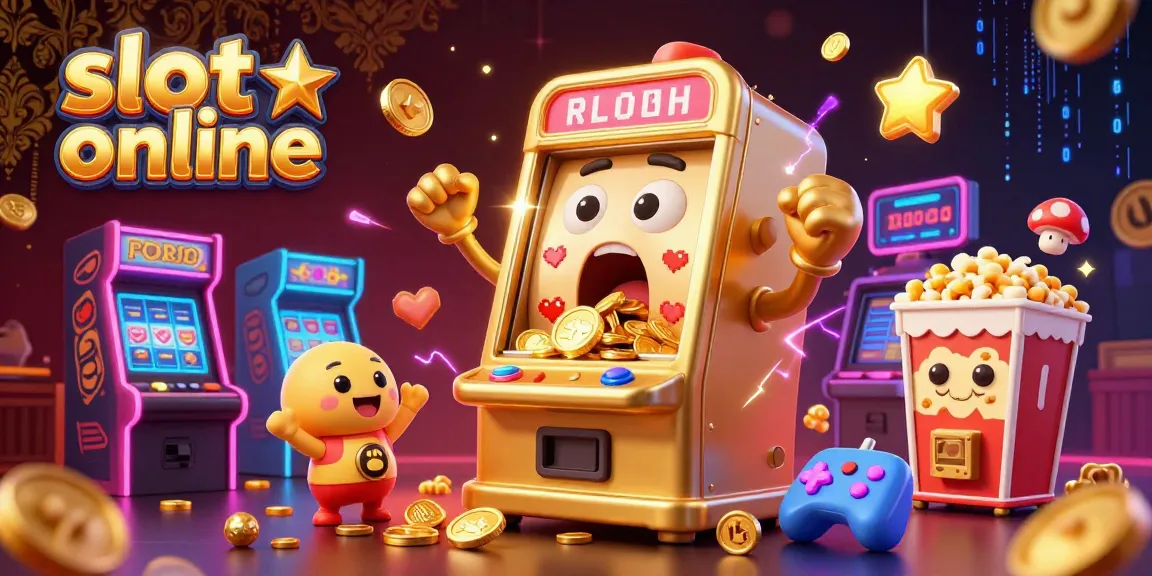 Experience the excitement of slot online games with vibrant illustrations showcasing jackpots and colorful animations.