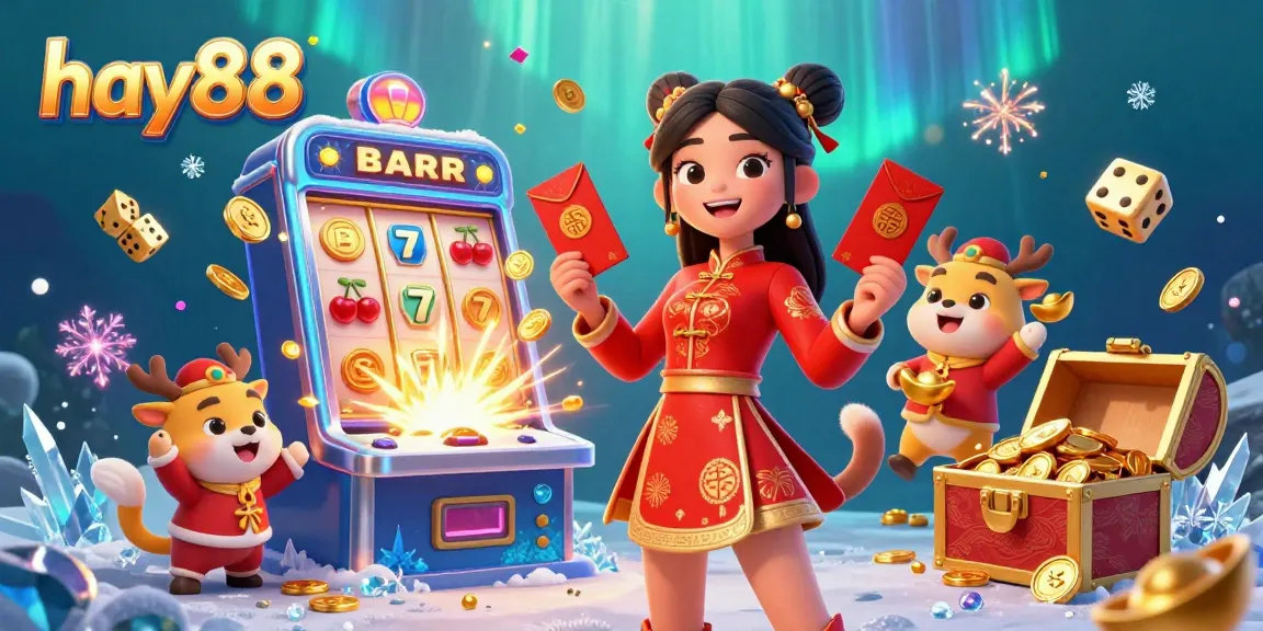 Experience exciting casino gaming with hay88 as a beautiful Asian woman celebrates wealth with vibrant visuals.