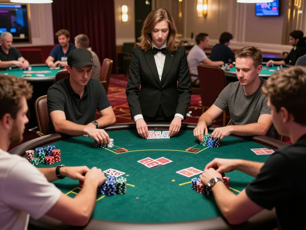 Players enjoying an exciting poker game at LODE88, showcasing a vibrant and engaging atmosphere.