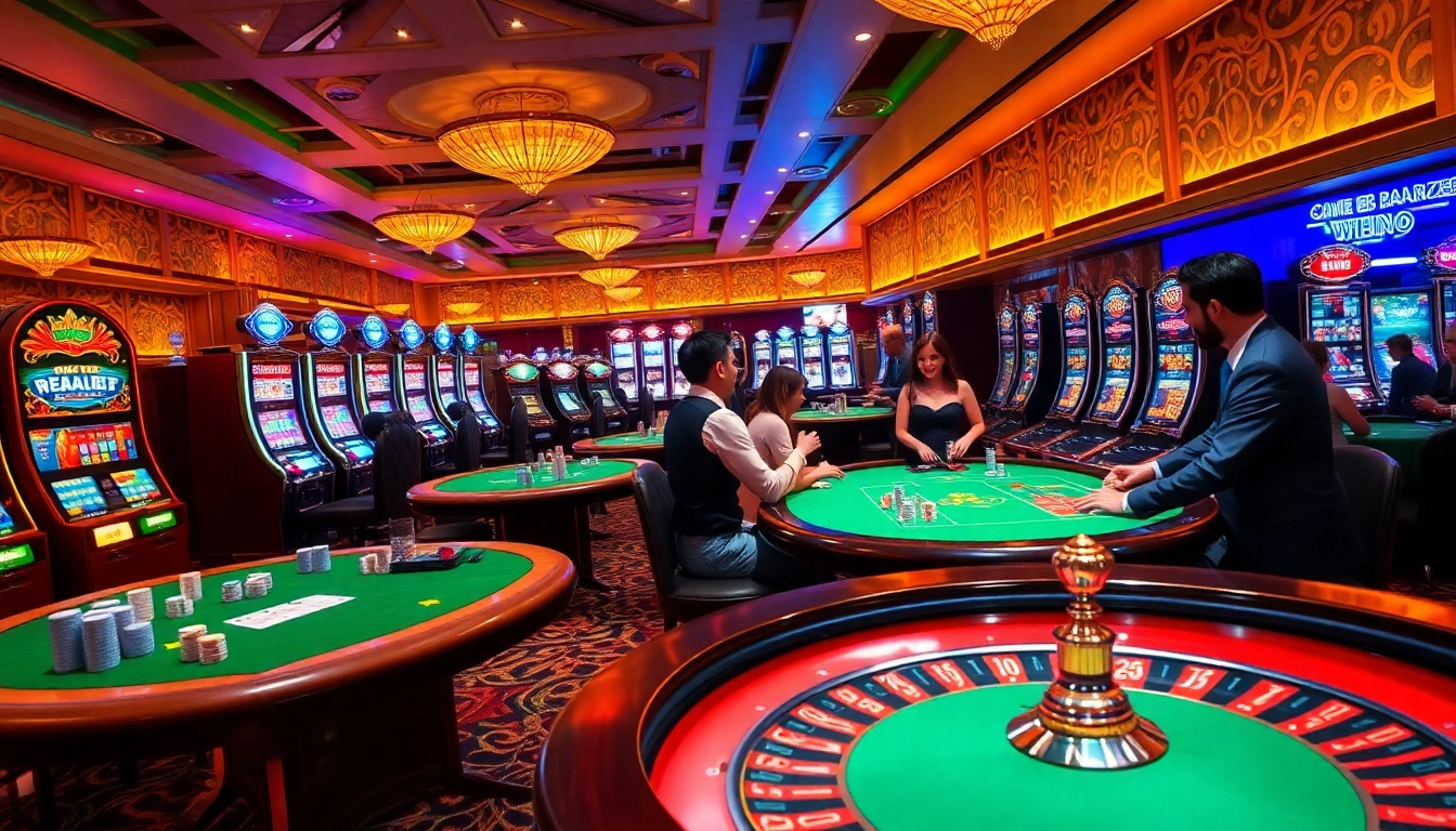 Players enjoying multiple games at nk88 casino, engaging in thrilling gambling experiences.