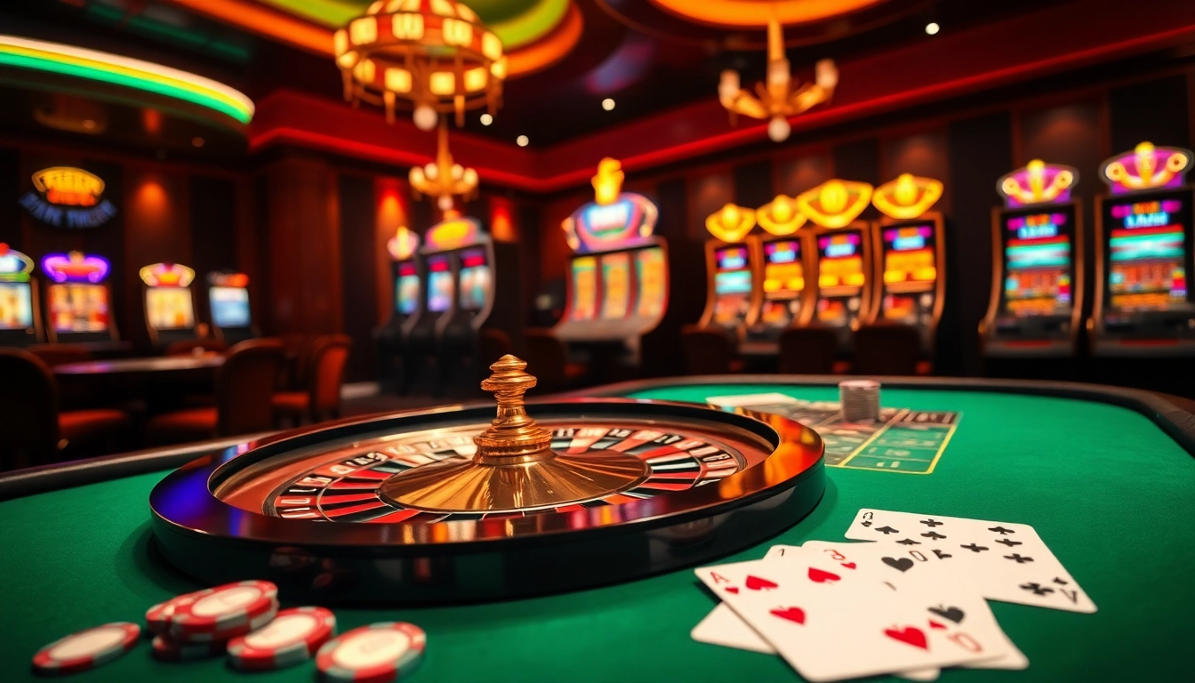 Exciting casino environment featuring roulette, poker chips, and online gambling at 88clb.com