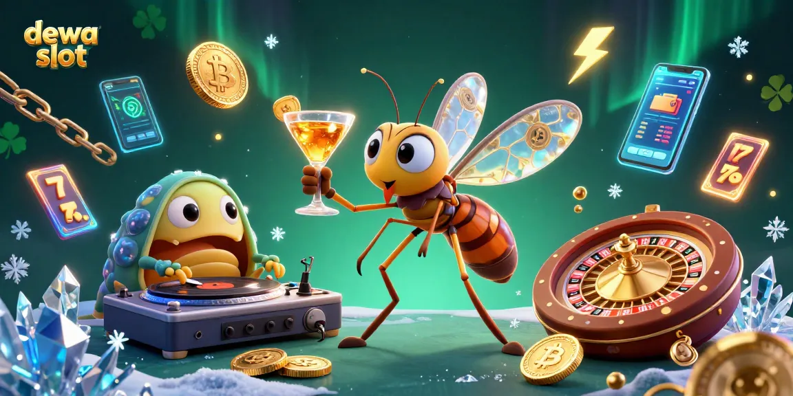 Play and win at dewa slot with a vibrant casino scene featuring lively characters and dynamic gaming elements.