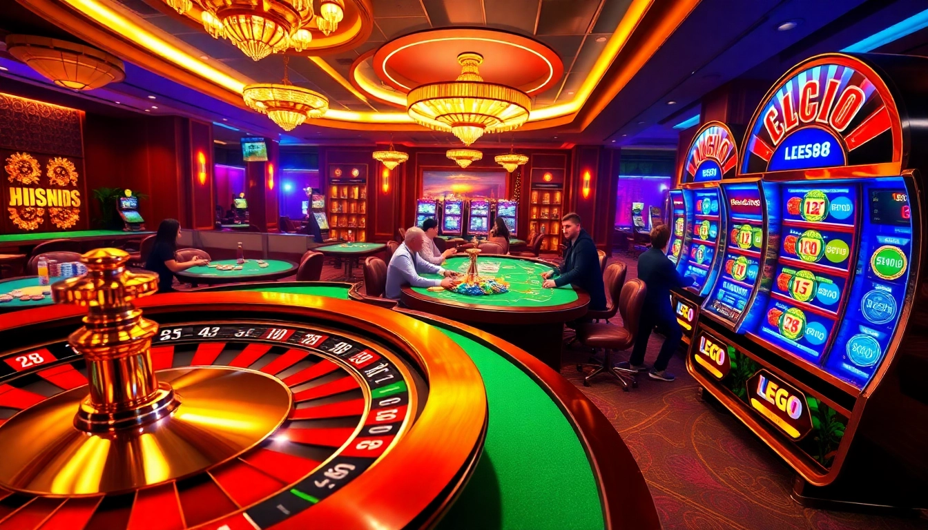 Players enjoying a vibrant casino experience with lego138 as slot machines light up and excitement builds.
