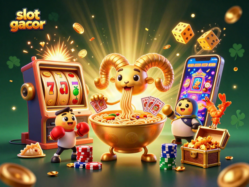 Experience thrilling slot gacor action with a dynamic casino scene bursting with energy and excitement.