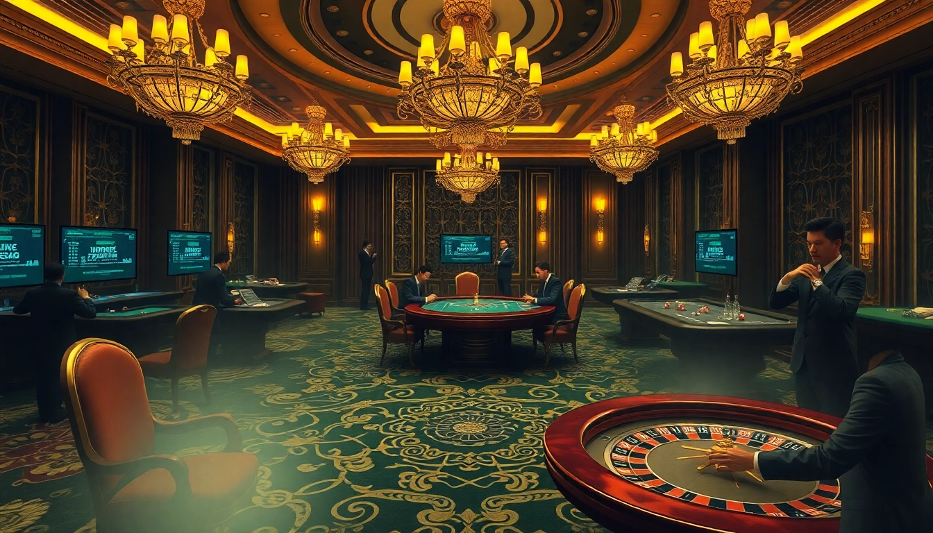 The hidden wiki-themed casino scene showcasing luxury gaming tables and vibrant poker action.