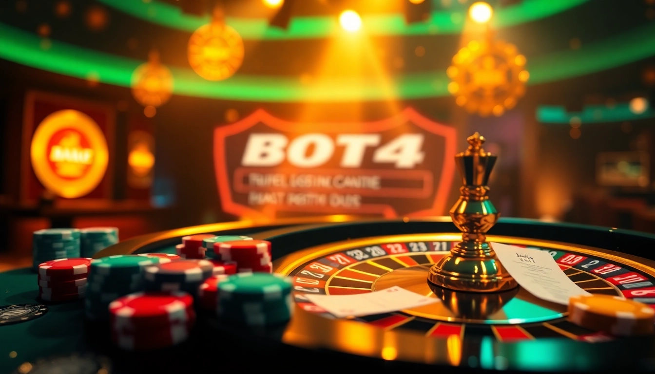 Exciting BDTK1 casino betting interface featuring vibrant poker chips and a roulette wheel.