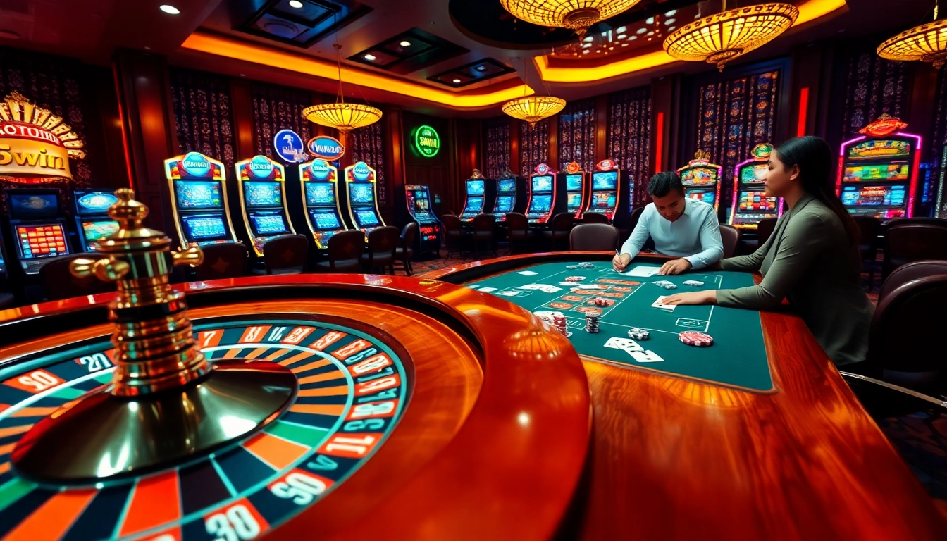 Players enjoying a thrilling moment at a casino table featuring 58WIN gaming elements.