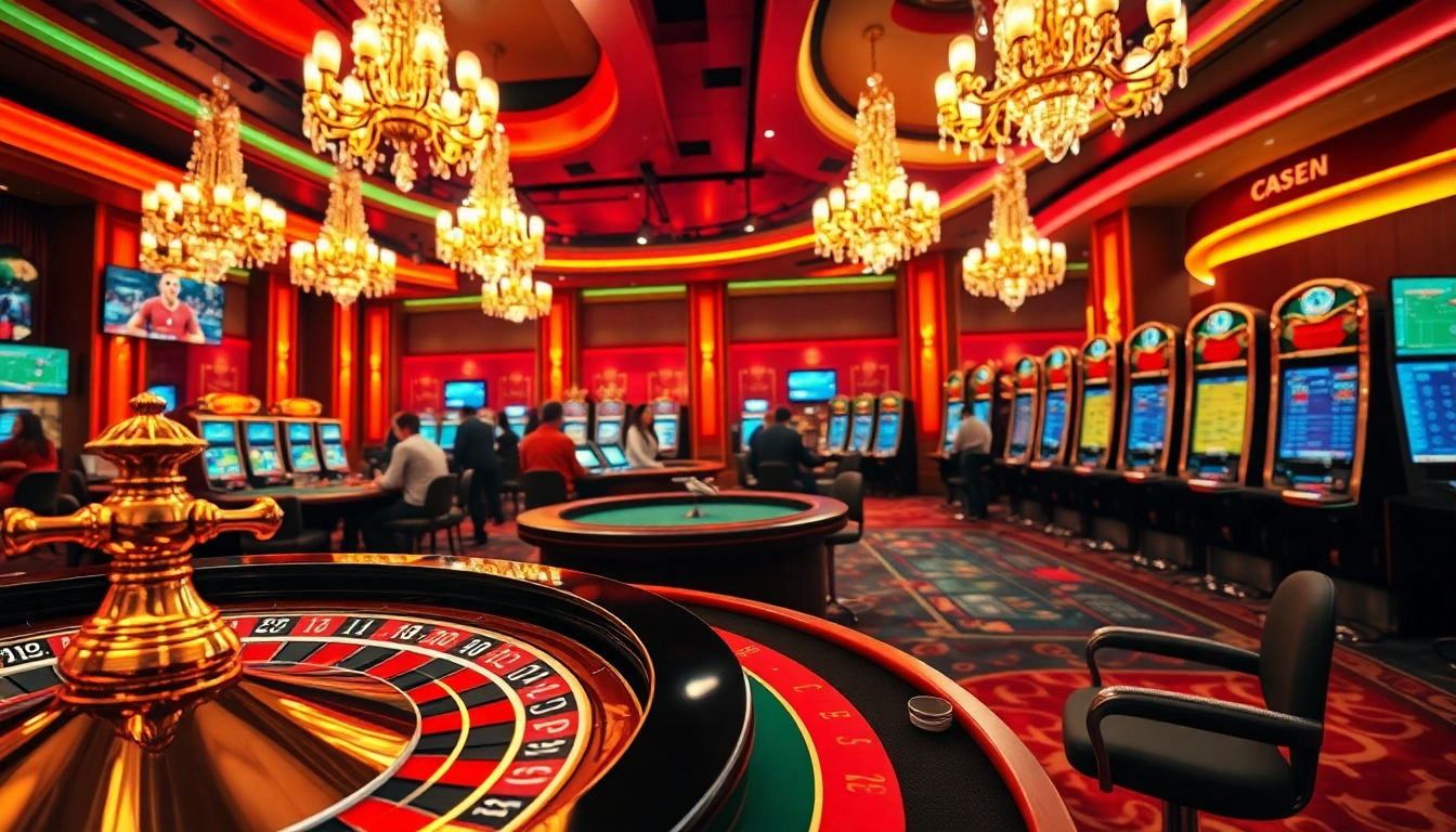 Gambling enthusiasts engaged in strategy at a table showcasing keonhacai with vibrant chips and exciting action.