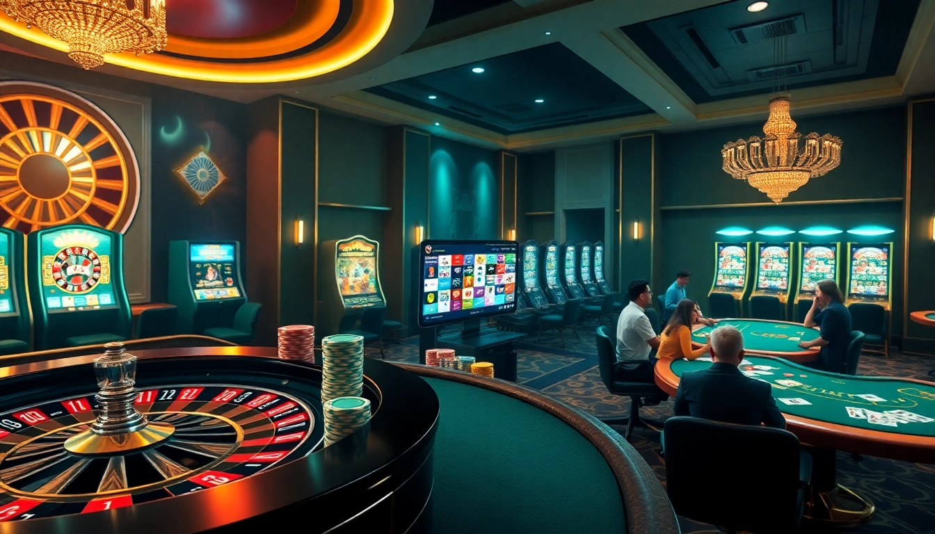 Xn88 sòng bài players enjoying the thrill at a luxurious online casino table.