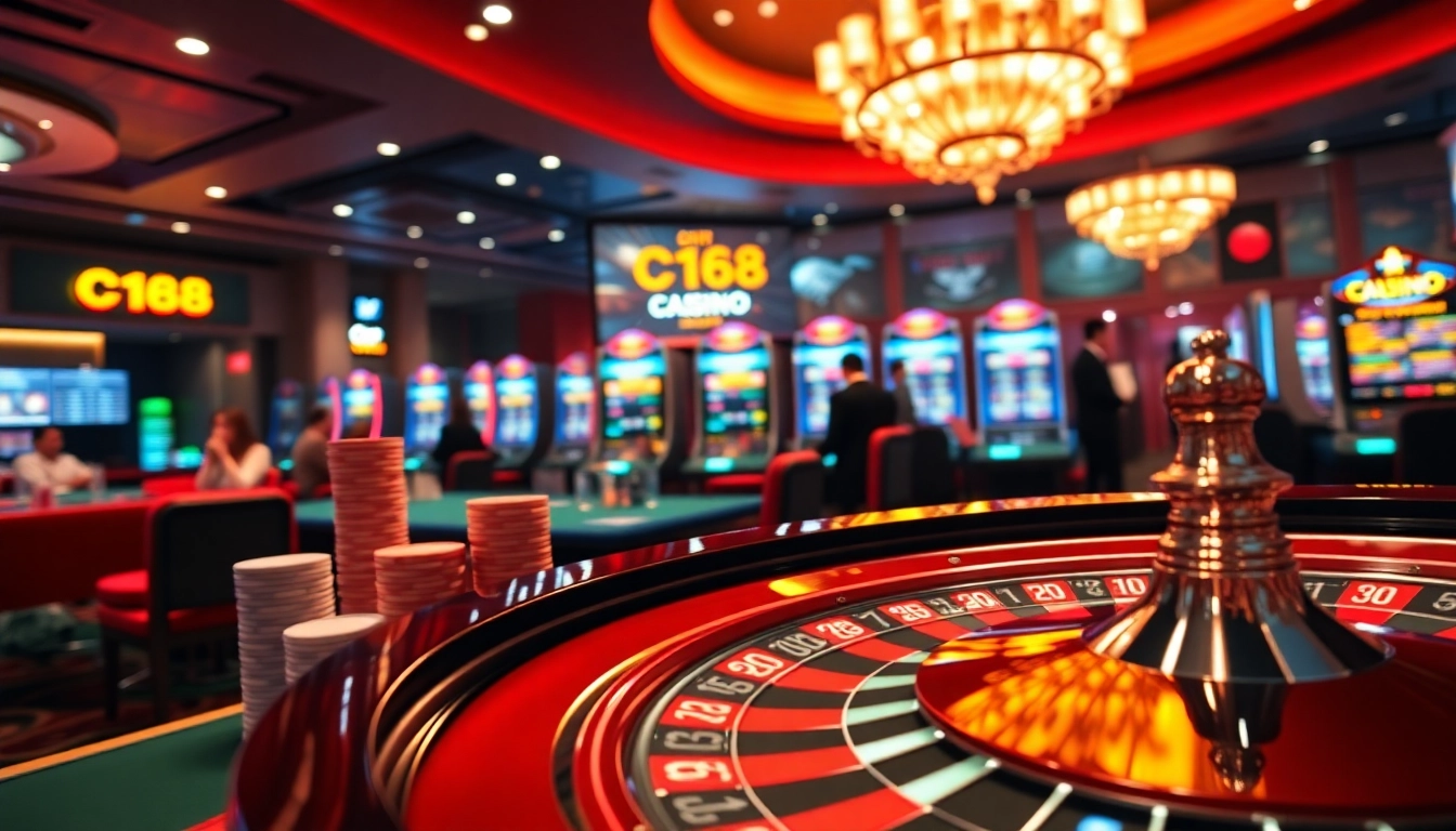 C168 offers an exciting casino experience with vibrant betting activities and modern game displays.