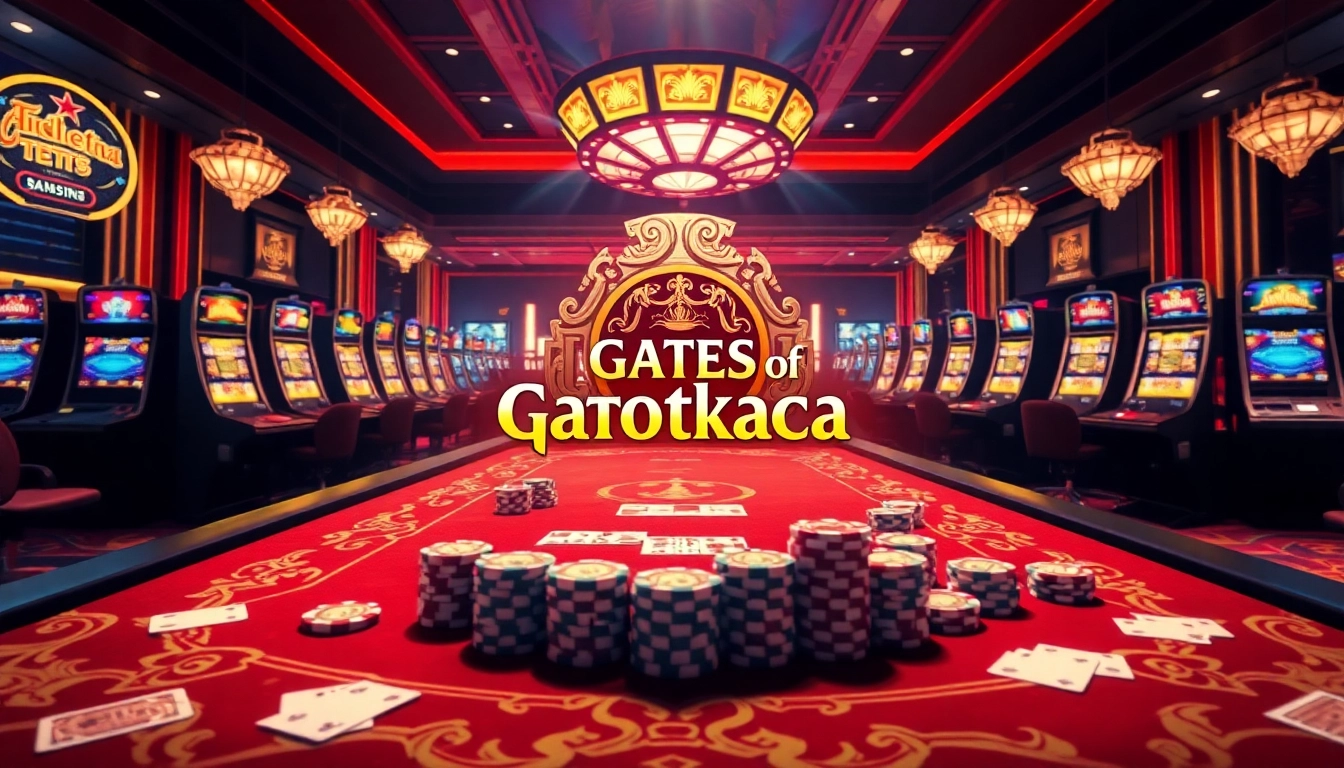 Experience excitement with the "Gates of Gatotkaca" themed slot machines and vibrant casino elements.