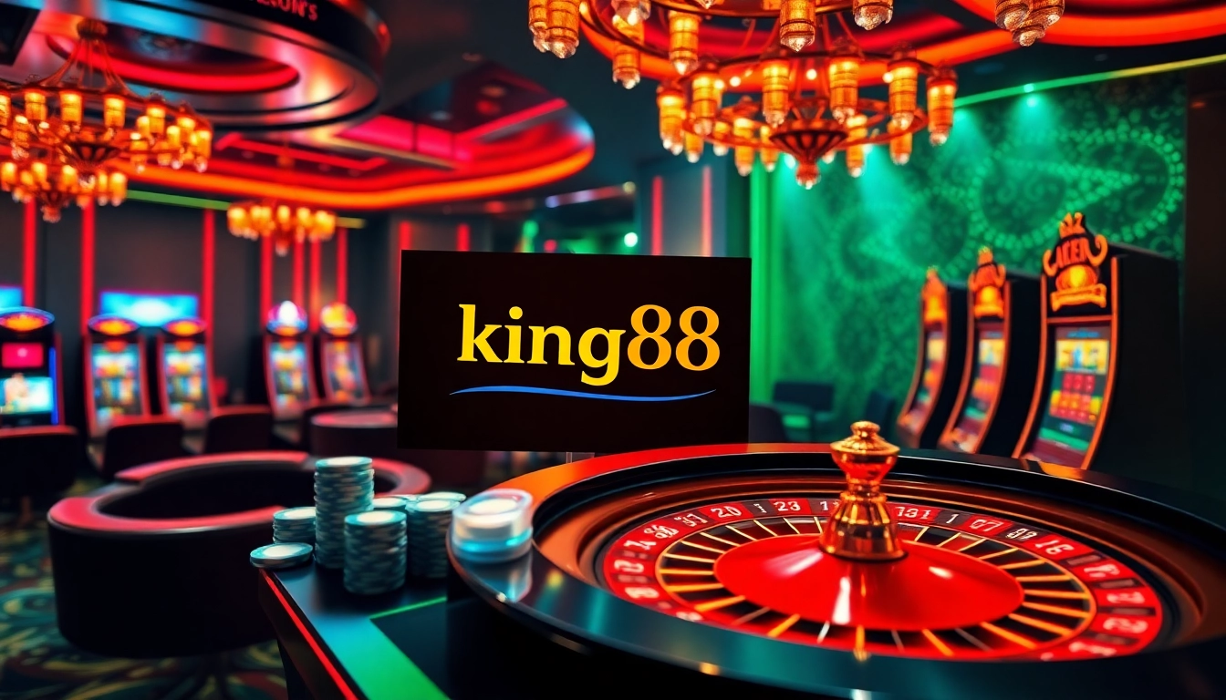 Winning at king88: gamblers placing bets at a luxurious online casino interface.