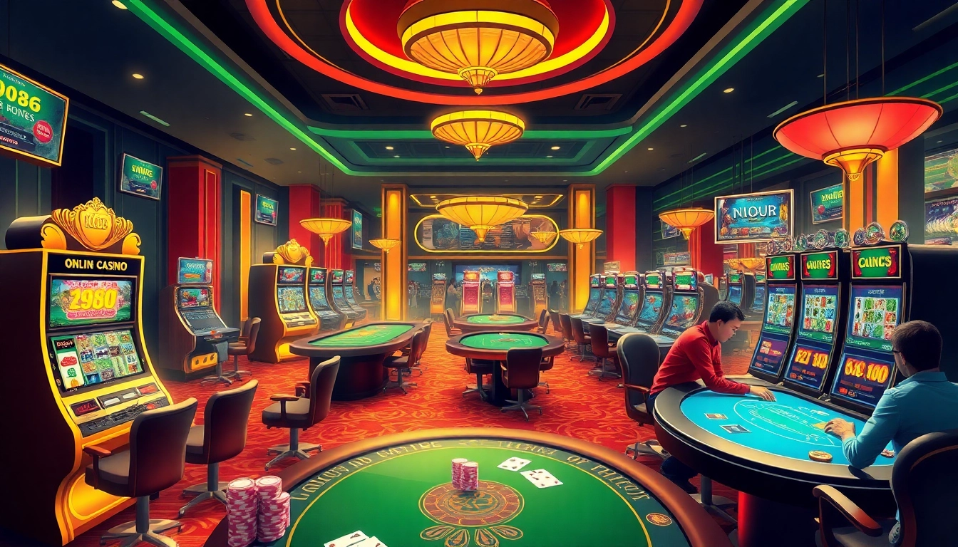 Experience vibrant gaming action at NK88's luxurious online casino complete with dynamic gameplay and thrilling ambiance.