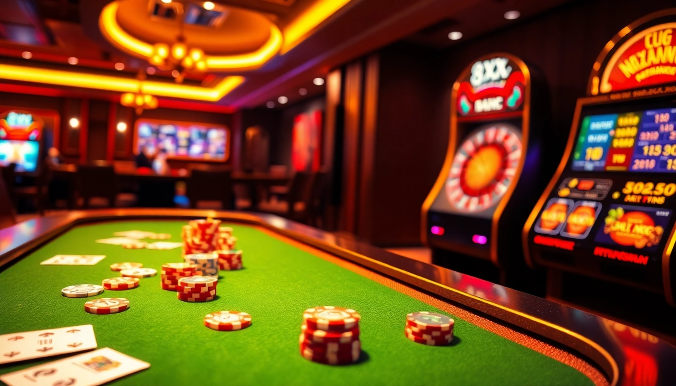 Experience the excitement of app 8xx with vibrant casino elements like poker chips and a roulette wheel.