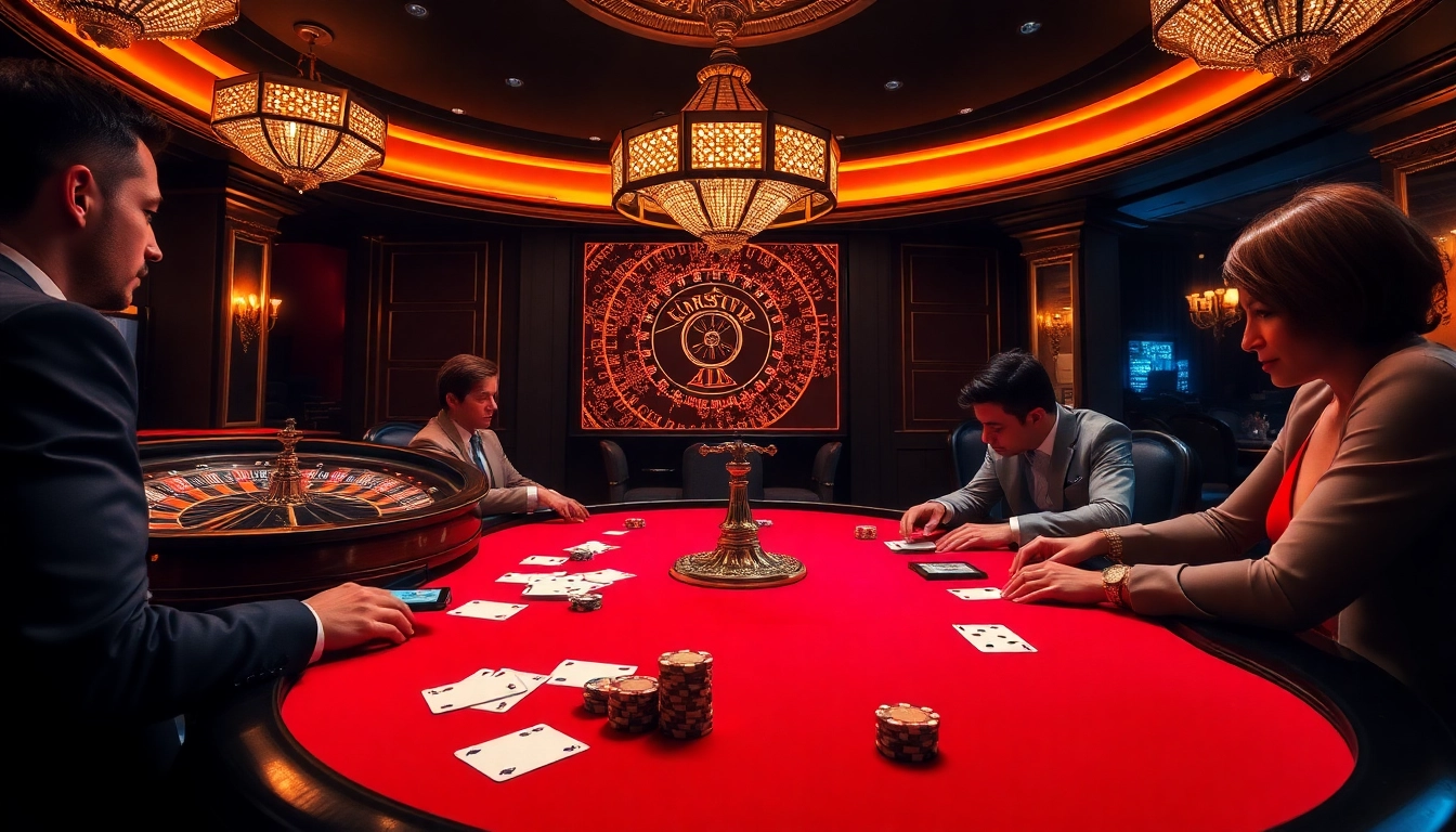Para pemain merencanakan taruhan bernilai tinggi di meja poker mewah dan roda roulette yang terinspirasi oleh https://www.sr22duluth.com/.