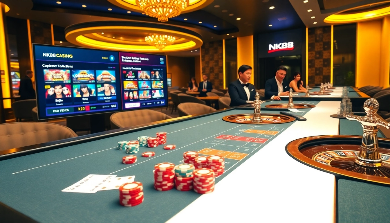 Experience the thrill of NK88 with engaging poker games and vibrant casino chips.