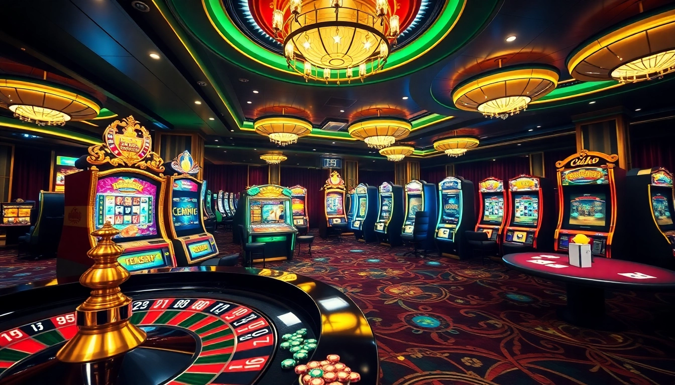 Experience exhilarating gaming with mk8 themed slot machines and roulette in a luxurious casino.