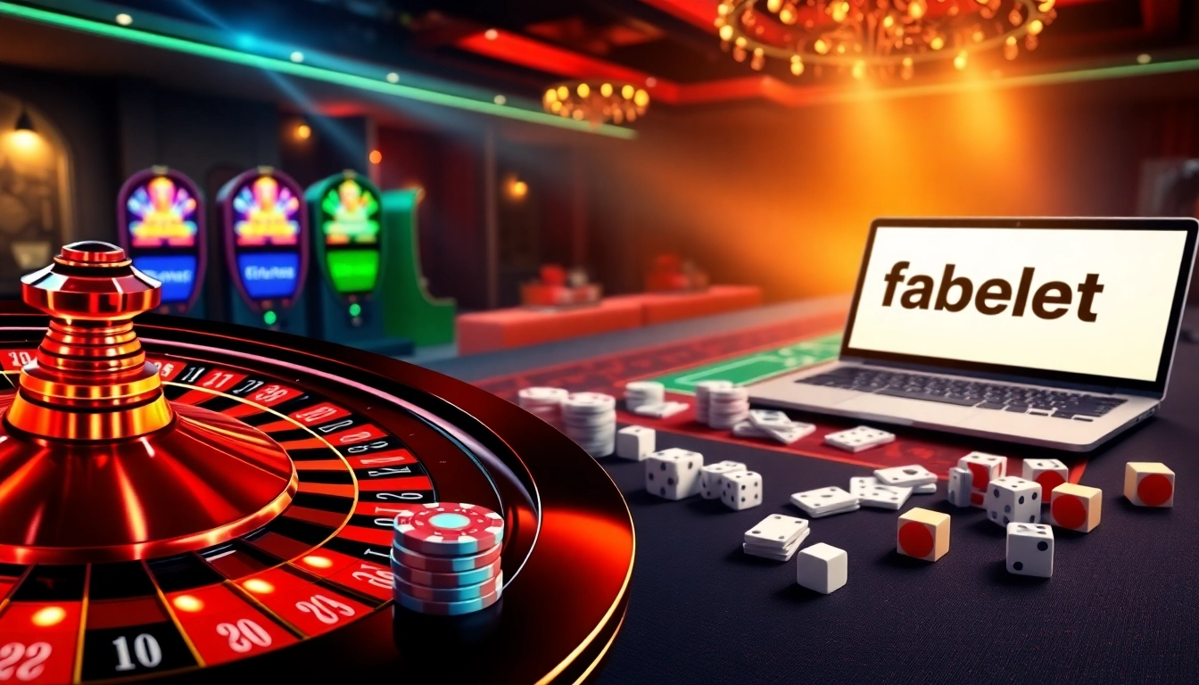 Experience the thrill of online betting with games at https://fabet.blog/, featuring vibrant roulette wheels and poker chips.