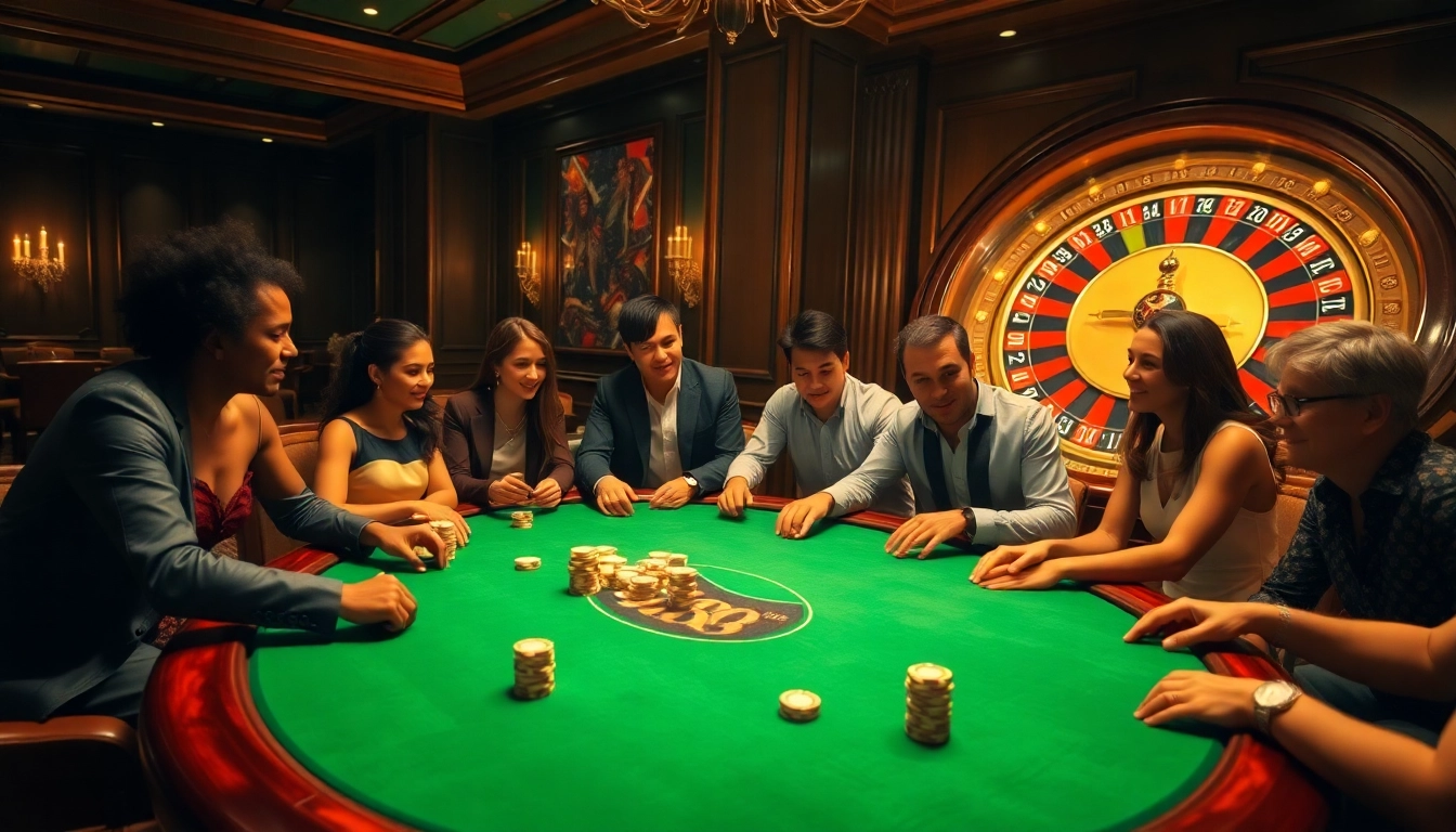 Join high-stakes poker action at BEM88's luxurious casino tables with vibrant gameplay.