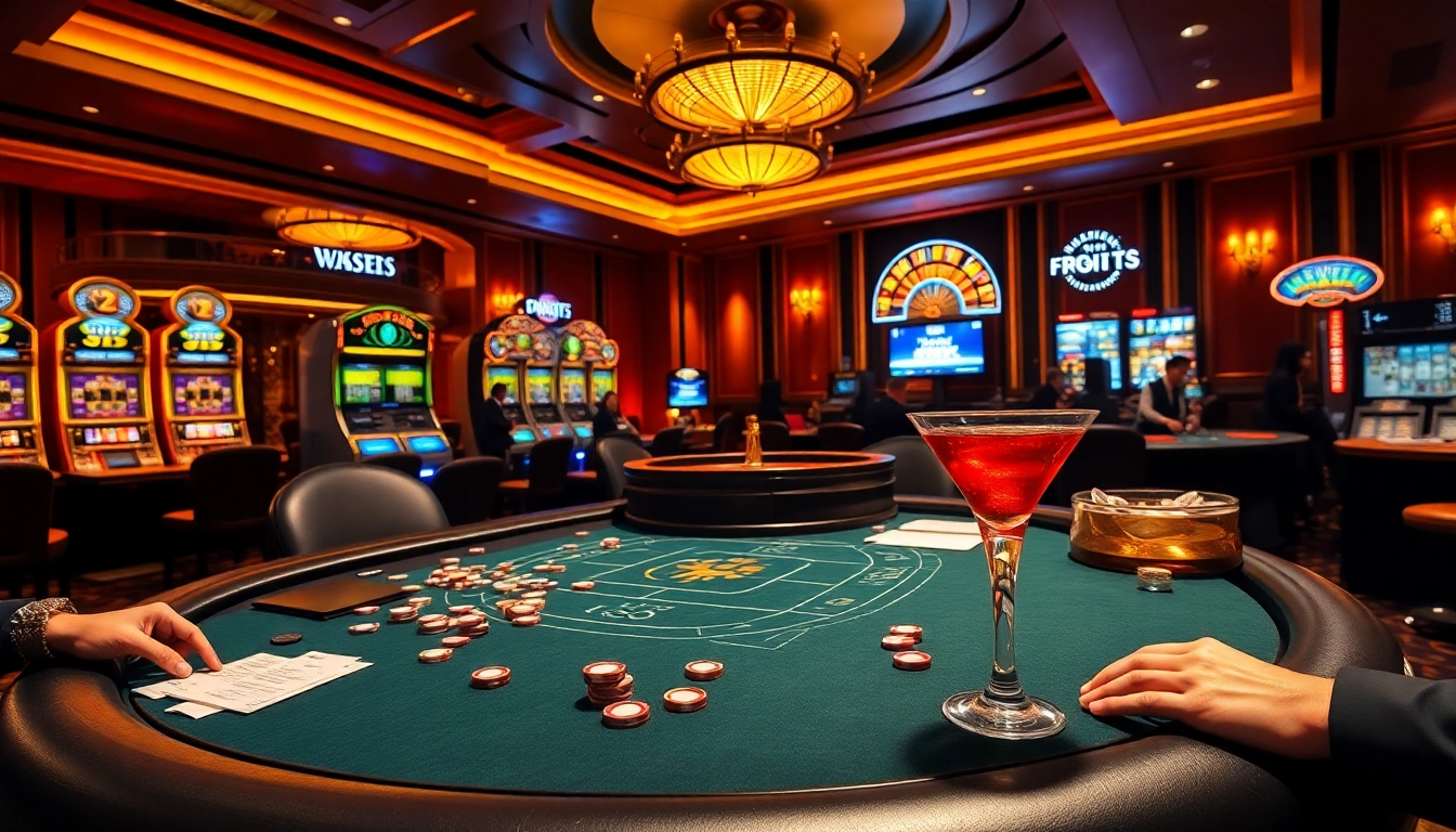 Engage in kèo nhà cái excitement with a vibrant casino poker scene featuring players and roulette.