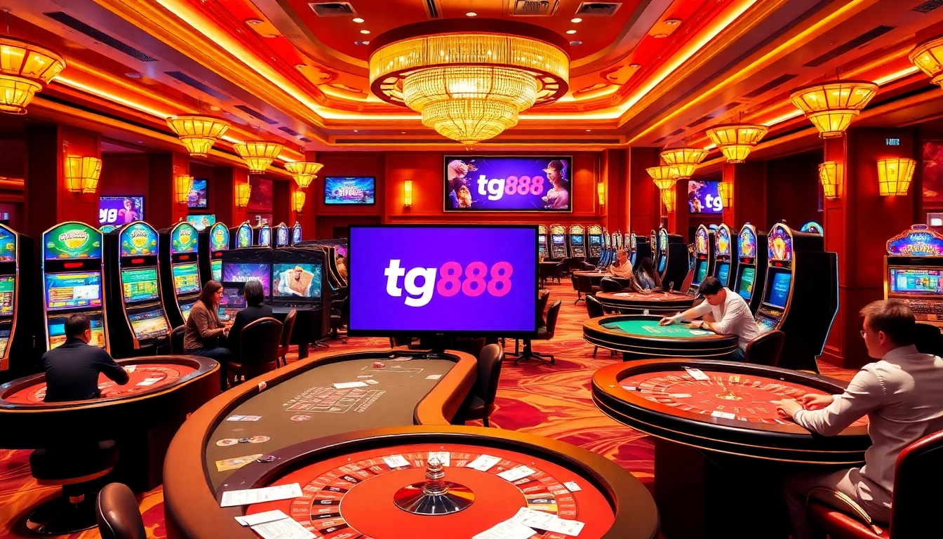 Experience thrilling games at tg88 casino with vibrant tables and slot machines.