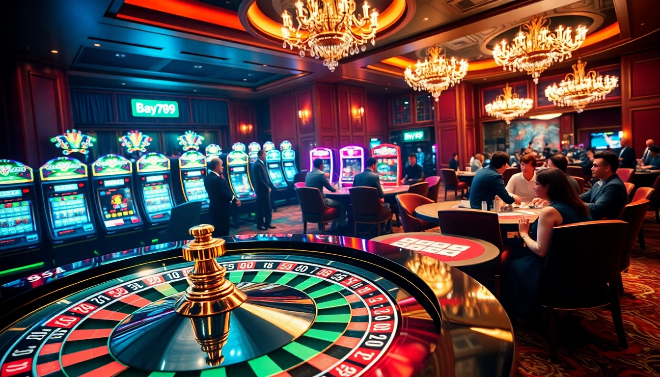 Players enjoying their time at Bay789 casino tables with vibrant gaming atmosphere