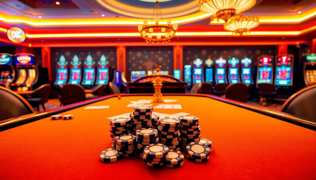 Experience thrilling gaming action at xn88 sòng bài with captivating casino tables and vibrant slot machines.