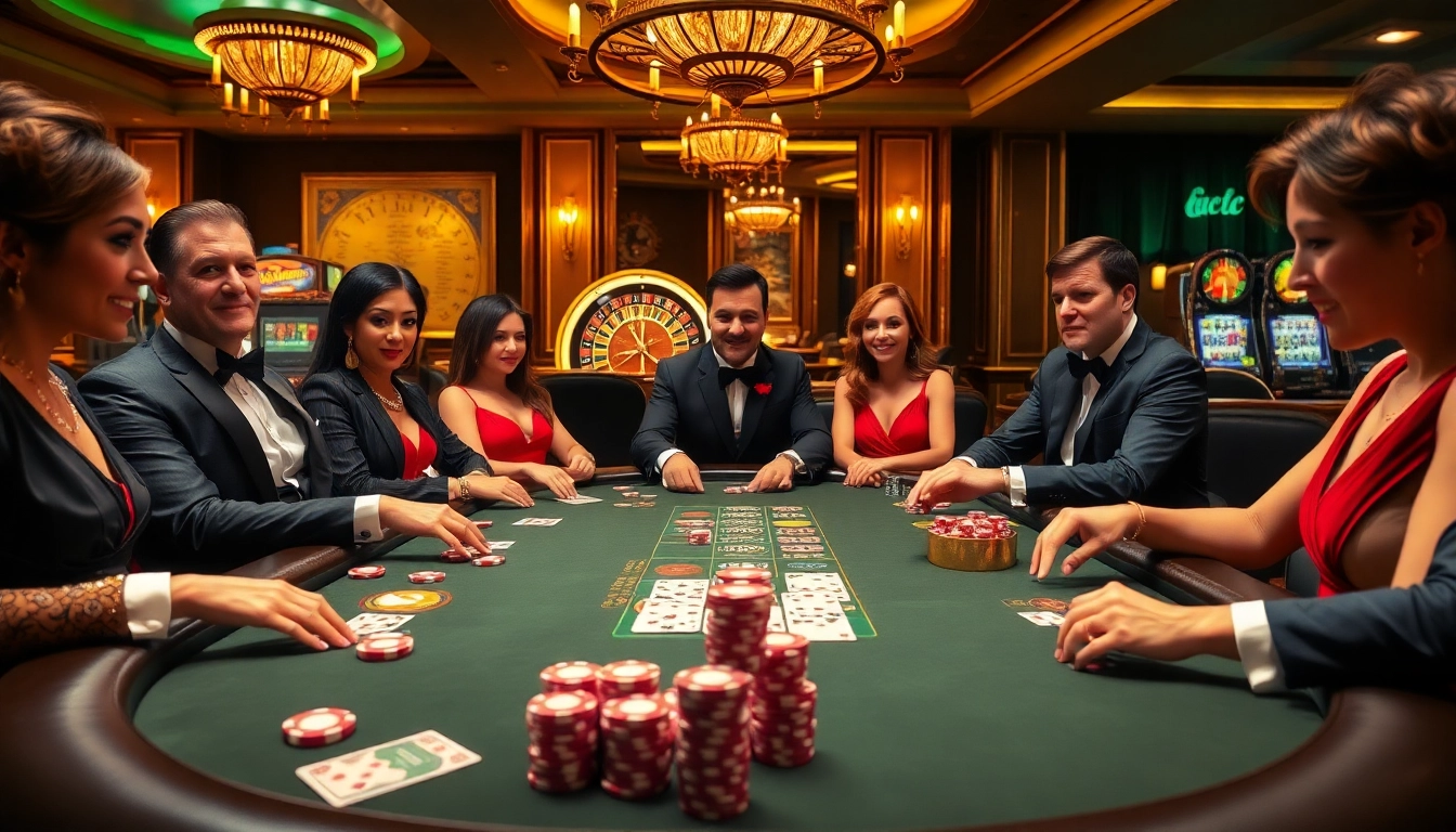 Experience thrilling gameplay with https://79king.credit/ as players strategize at a luxurious poker table.